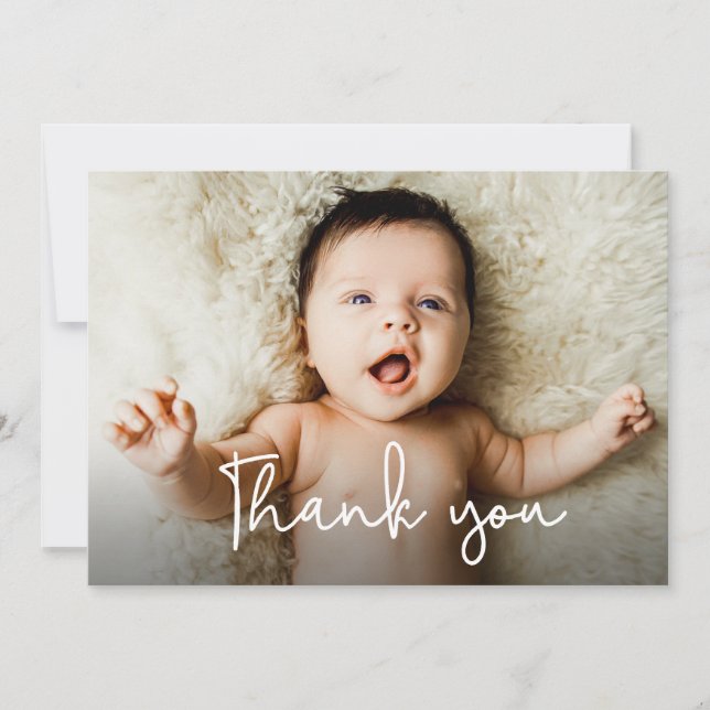 Modern Photo Baby Shower Thank you Birth Announcement (Front)