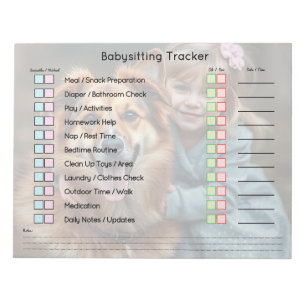 Modern Photo Babysitting Tracker Task Planner Notepad