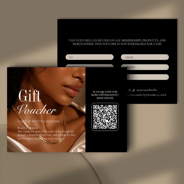 Modern  Photo Beauty QR Code Gift Voucher (Creator Uploaded)