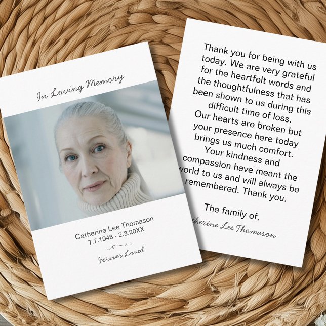 Modern Photo Bereavement  Funeral Thank You Card (Modern Photo Bereavement Funeral Thank You Card)