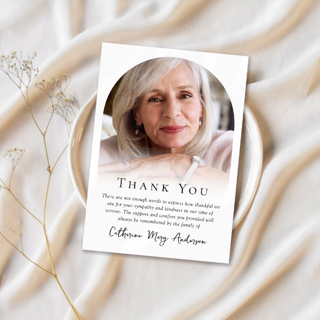 Modern Photo Bereavement Sympathy Funeral Memorial Thank You Card (Creator Uploaded)