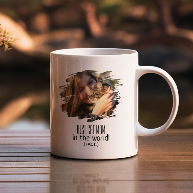 Modern Photo Best Cat Mum (Fact) | Personalised Coffee Mug (Creator Uploaded)
