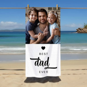 Modern Photo Best Dad Ever  Beach Towel