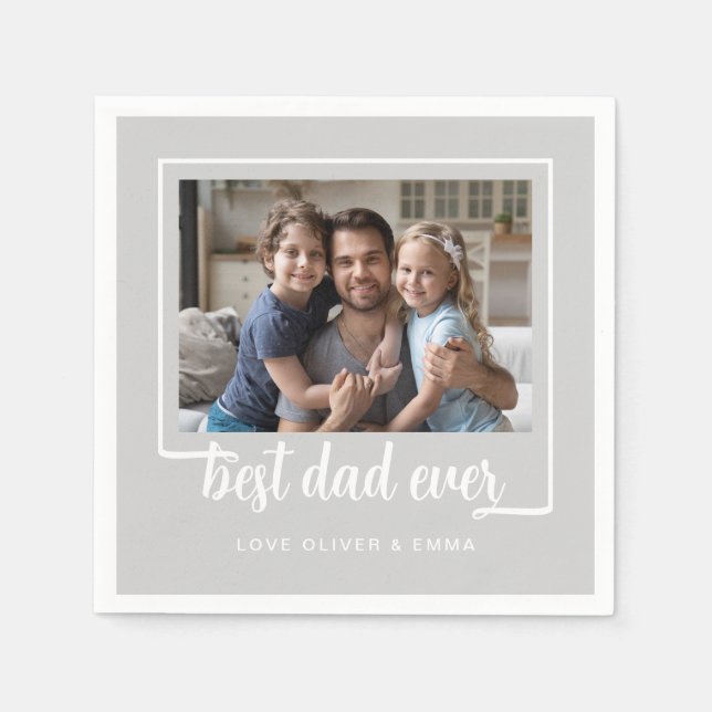 Modern Photo Best Dad Ever  Napkin (Front)