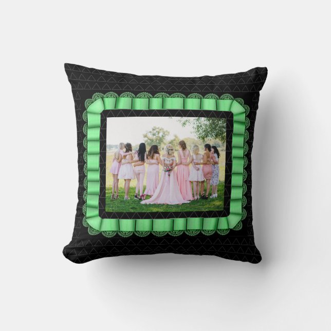 Modern Photo Best Friends Bridal Lace Mint Green Cushion (Front)