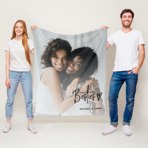 Modern Photo Besties Best Friends Fleece Blanket