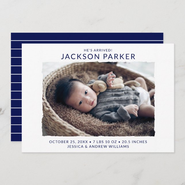 Modern Photo Birth Announcement (Front/Back)