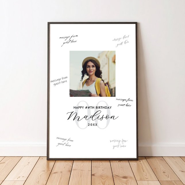 Modern Photo Birthday Guest Signing Board Poster (Creator Uploaded)