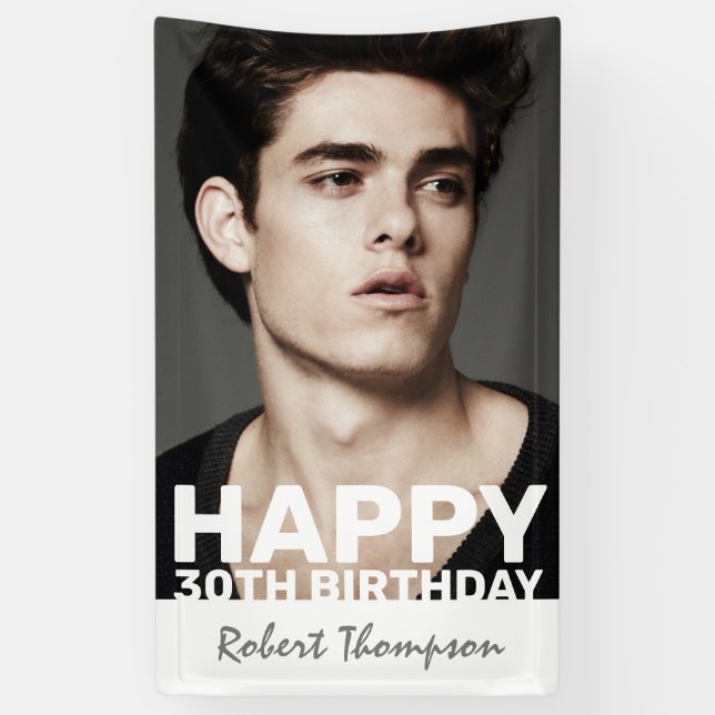Modern Photo Birthday Party Banner (Vertical)