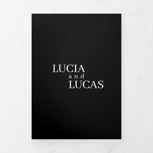 Modern Photo Black And White All-in-One Wedding Tri-Fold Programme (Cover)