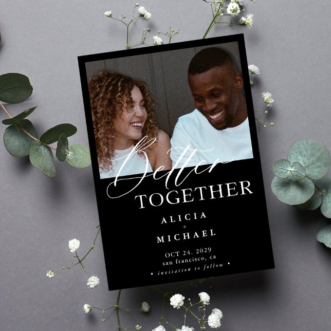Modern photo black and white simple wedding save the date (Creator Uploaded)