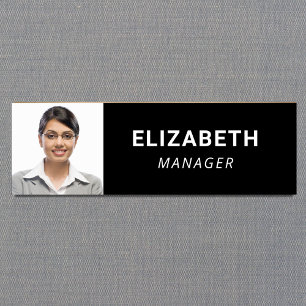 Modern Photo Black Name Tag