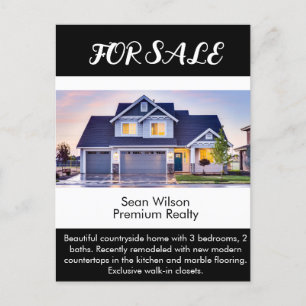 Modern Photo Black Real Estate For Sale Listing  Postcard