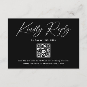 Modern Photo Black Wedding RSVP Enclosure Card