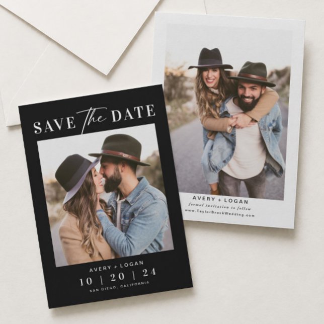 Modern  Photo Black Wedding Save The Date (Creator Uploaded)