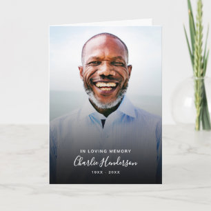 Modern Photo Black & White Folded Sympathy Thank You Card