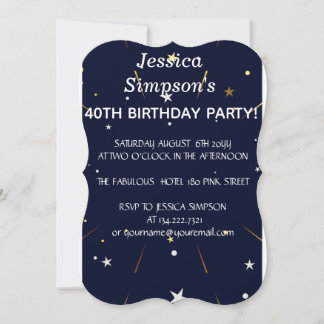 Modern photo blue 40th birthday party | Invitation