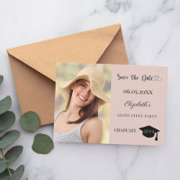 Modern photo blush pink neutral Graduation Party