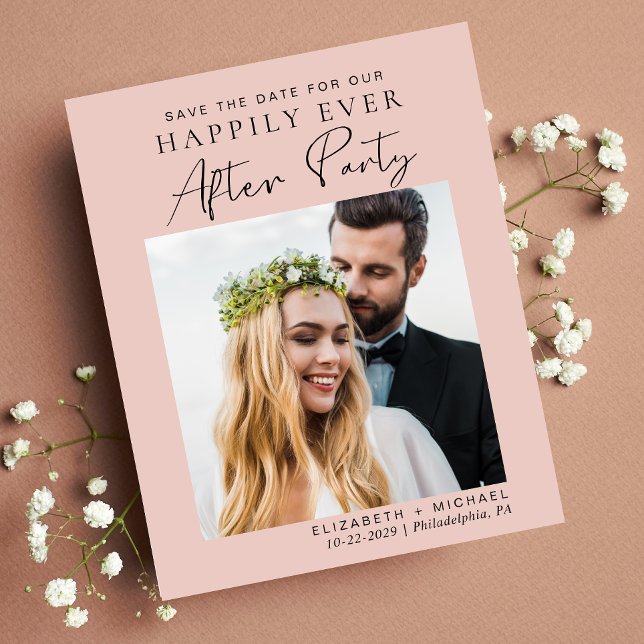 Modern Photo Blush Wedding Reception Save The Date (Creator Uploaded)
