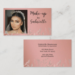 Modern Photo Boho Botanical Script Blush Pink Business Card