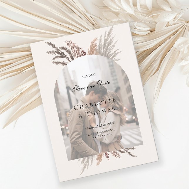 Modern Photo Boho Pampasgras  Invitation (Creator Uploaded)