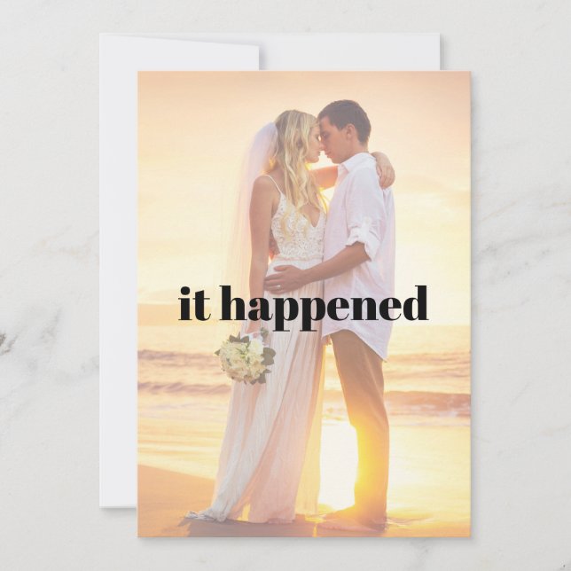 Modern Photo Bold Text Just Married Reception Invitation (Front)