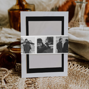 Modern Photo Booth Strip Collage Wedding Monogram Invitation Belly Band