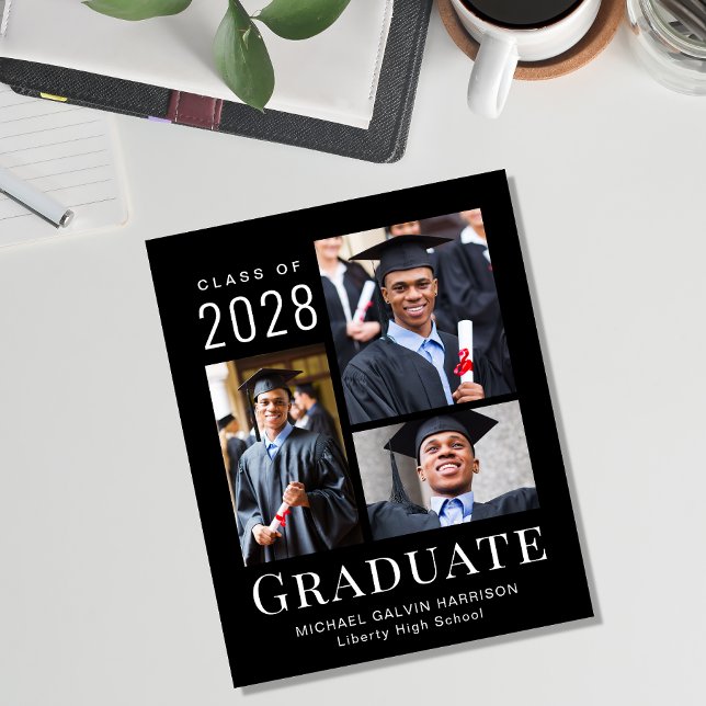Modern Photo Budget Black Graduation Announcement (Creator Uploaded)