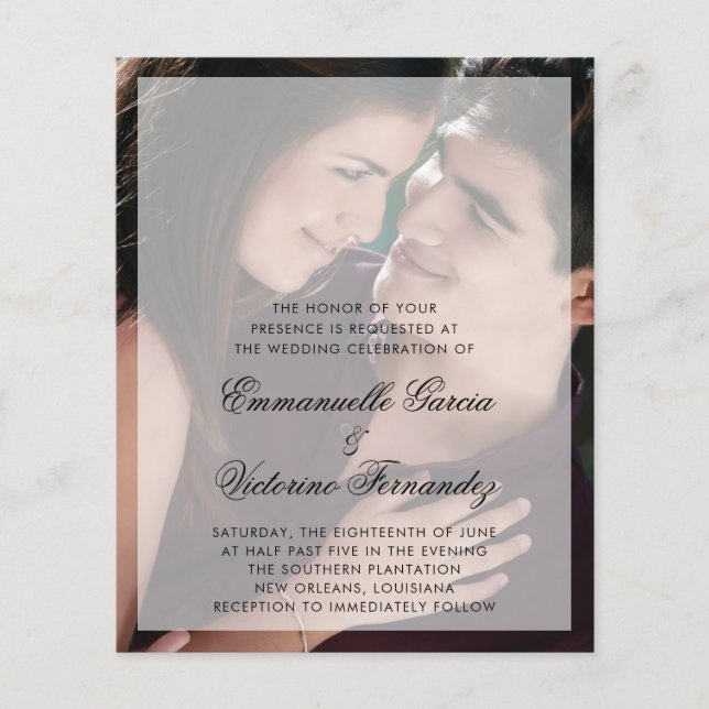 Modern Photo Budget Wedding Invitation (Front)