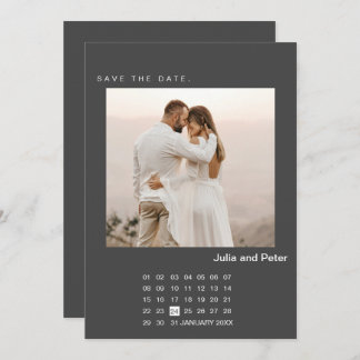 Modern Photo & Calendar Save The Date Invitation
