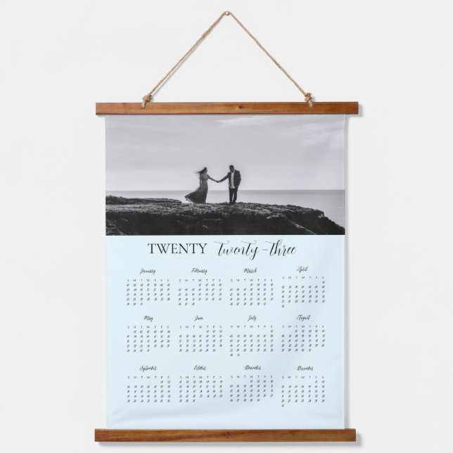 Modern Photo Calendar scripted twenty twenty three Hanging Tapestry (Front)