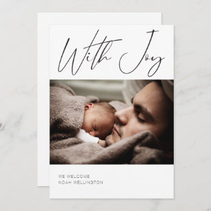 Modern Photo Calligraphy Customise Colours Birth Announcement