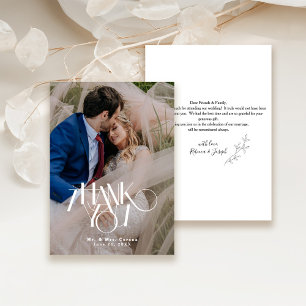 Modern Photo Calligraphy Script Minimalist Wedding Thank You Card