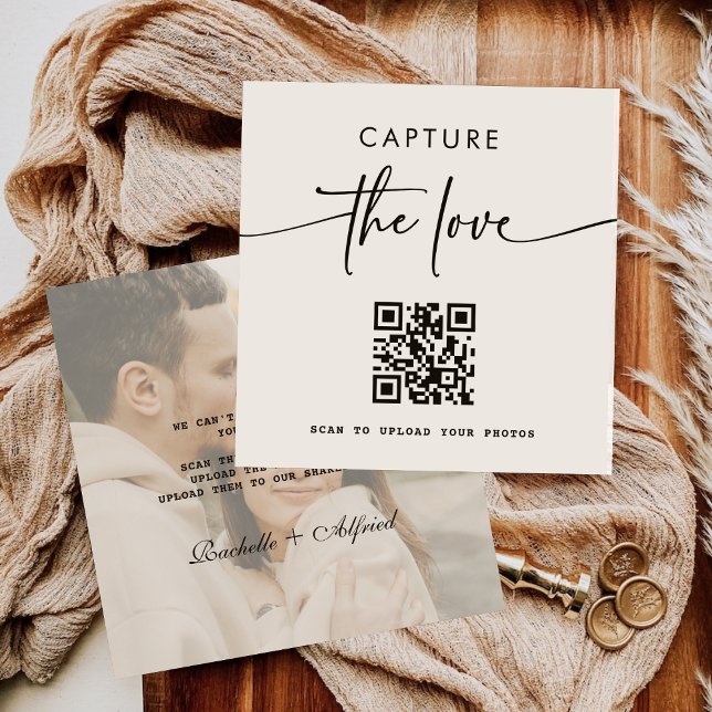 Modern Photo Capture the Love QR Code Table Cards (Creator Uploaded)