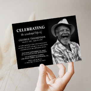 Modern Photo Celebration of Life Funeral Memorial Invitation