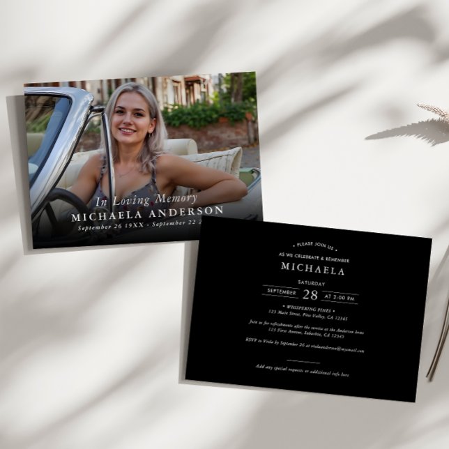 Modern Photo Celebration of Life Funeral Memorial Invitation (Creator Uploaded)