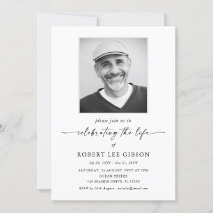 Modern Photo Celebration of Life Memorial Funeral Invitation