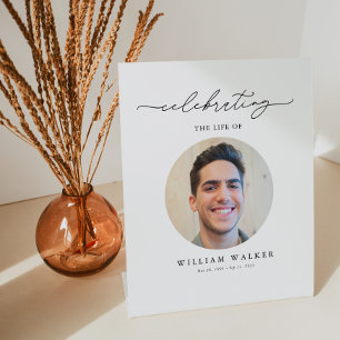 Modern Photo Celebration Of Life Pedestal Sign