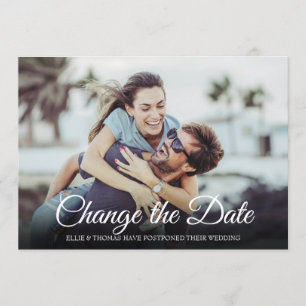 Modern Photo Change the Date Postponed Cancelled Invitation
