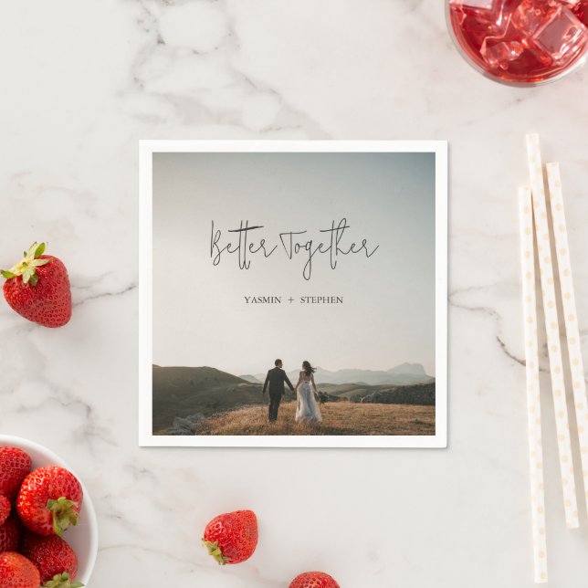 Modern Photo Chic Wedding Napkin (Insitu)