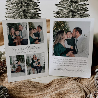 Modern Photo Christmas Card with Photo Collage