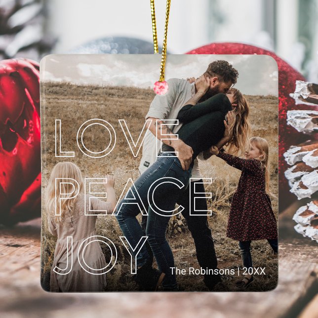 Modern Photo Christmas Ceramic Ornament (Creator Uploaded)