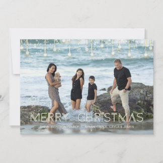Modern photo Christmas elegant holiday lights Card