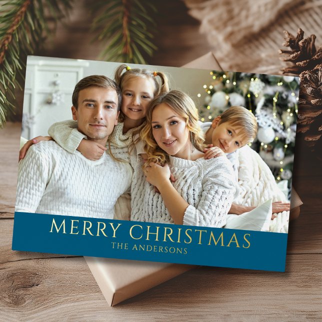 Modern Photo Christmas Gold Foil Holiday Card (Creator Uploaded)