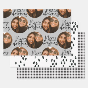 Modern photo christmas holiday wrapping paper