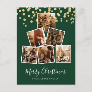 Modern Photo Christmas Postcard Green