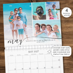 Modern Photo Collage 4 Photos Per Month Calendar