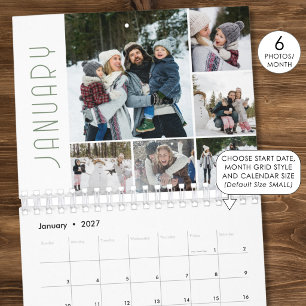 Modern Photo Collage 6 Photos Per Month Calendar