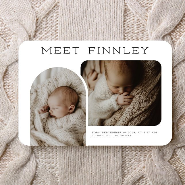 Modern Photo Collage Arch Shape Birth Announcement (Creator Uploaded)