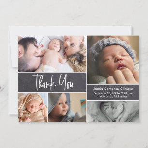 Modern Photo Collage Baby Shower Thank you birth Announcement